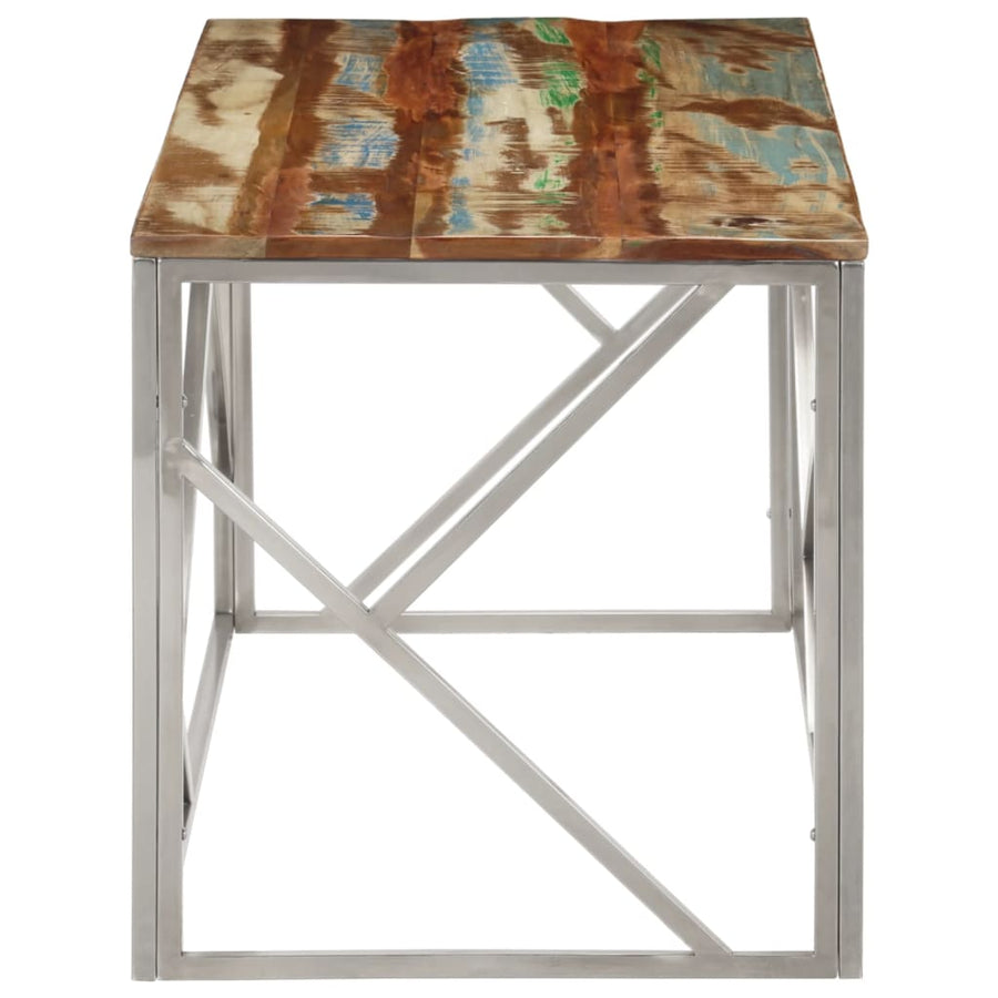 Salontafel Roestvrij Staal En Gerecycled Hout Kleurig Zilver massief gerecycled hout