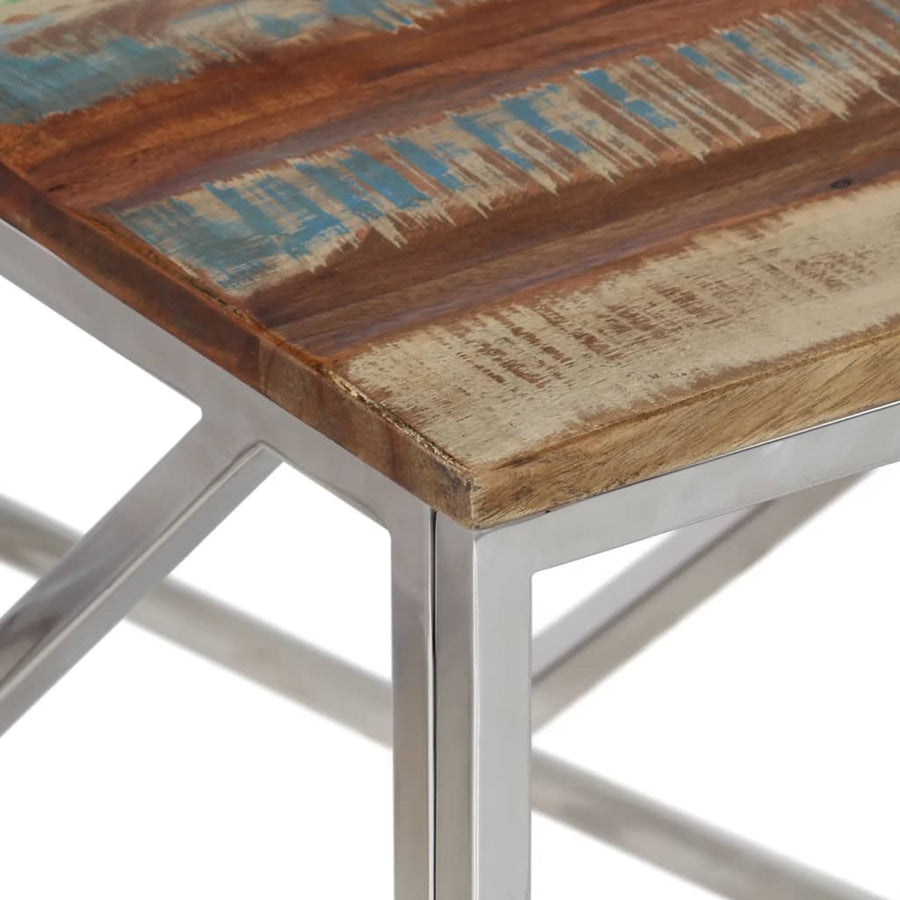 Salontafel Roestvrij Staal En Gerecycled Hout Kleurig Zilver massief gerecycled hout