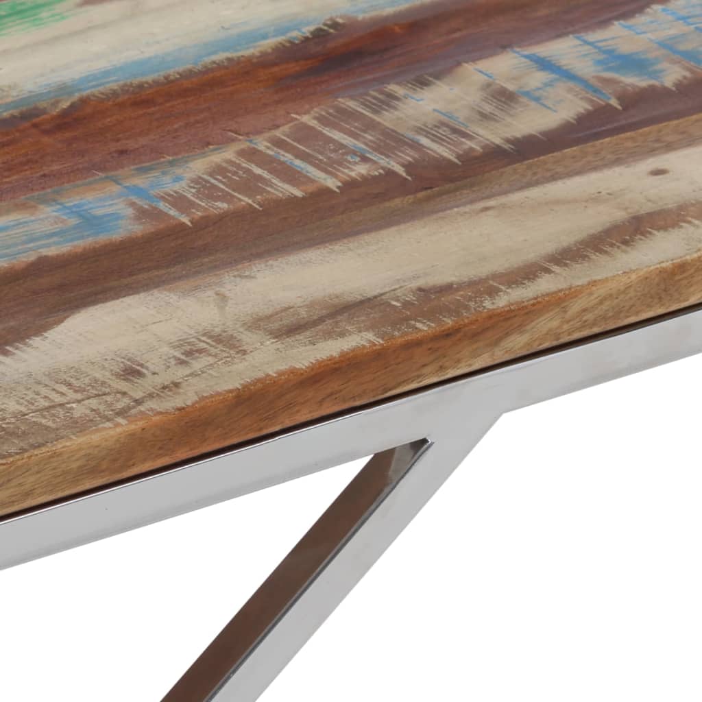 Salontafel Roestvrij Staal En Gerecycled Hout Kleurig Zilver massief gerecycled hout