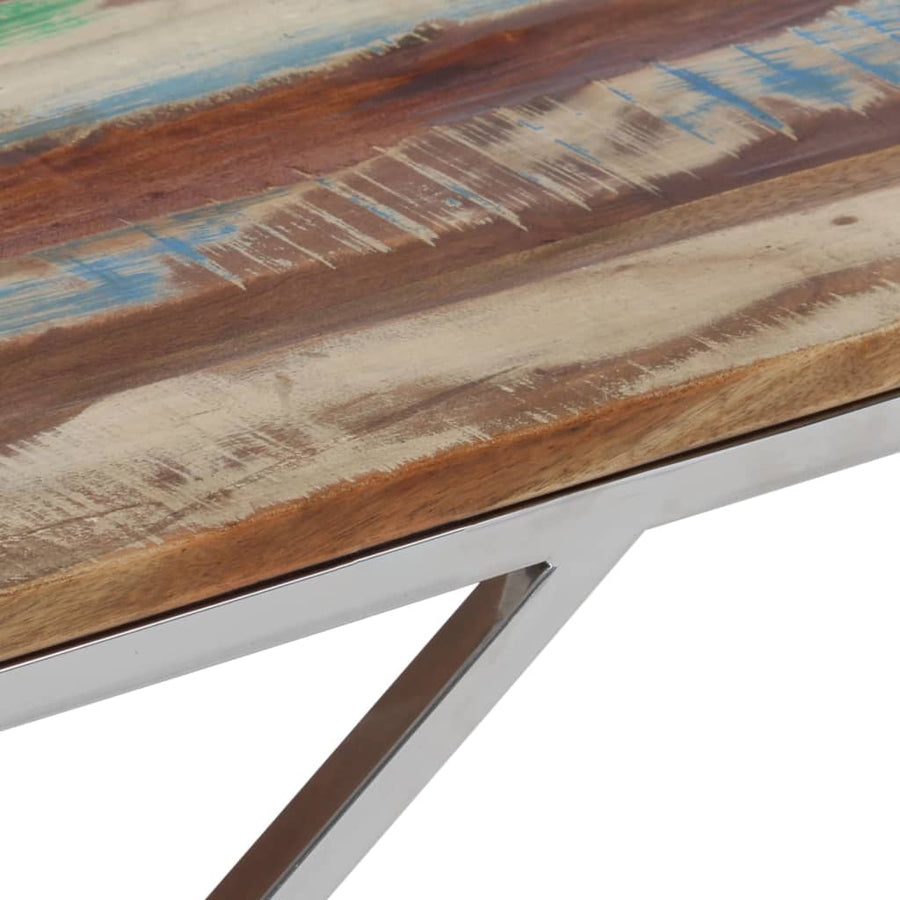 Salontafel Roestvrij Staal En Gerecycled Hout Kleurig Zilver massief gerecycled hout