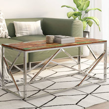 Salontafel Roestvrij Staal En Gerecycled Hout Kleurig Zilver massief gerecycled hout