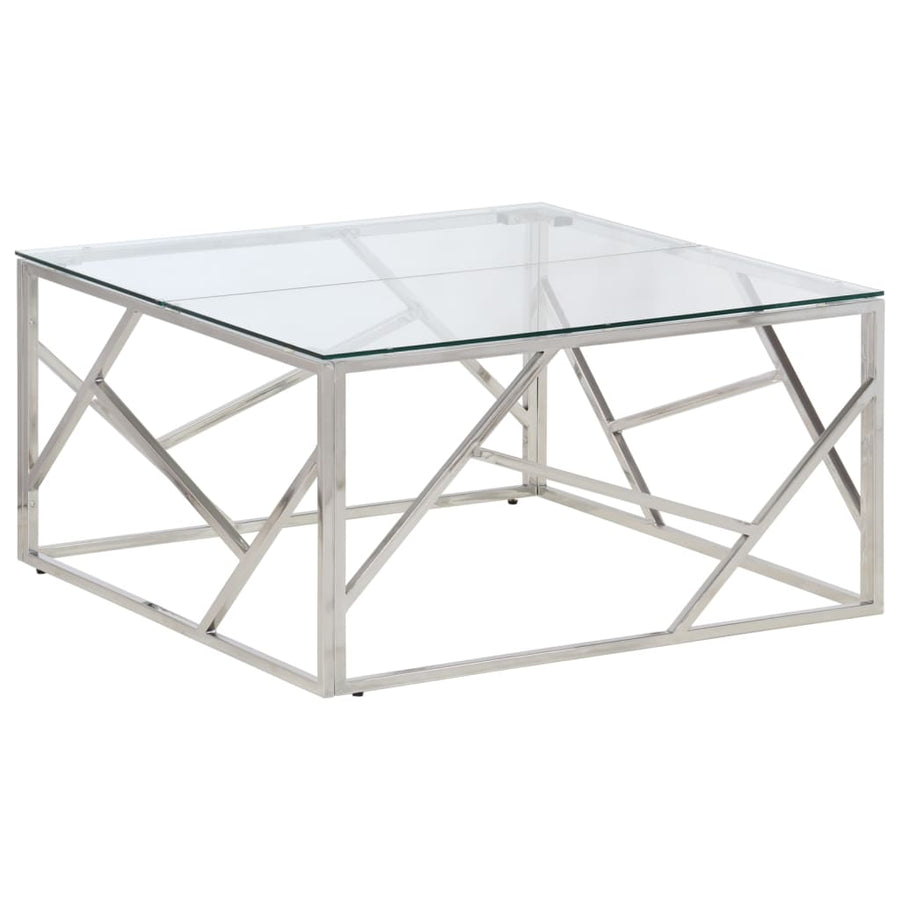 Salontafel Roestvrijstaal En Gehard Kleurig Zilver Glas