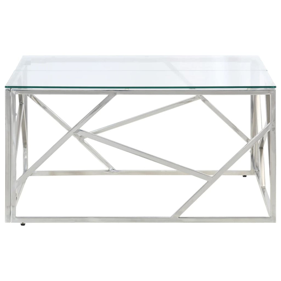Salontafel Roestvrijstaal En Gehard Kleurig Zilver Glas