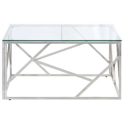 Salontafel Roestvrijstaal En Gehard Kleurig Zilver Glas