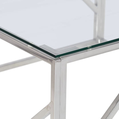 Salontafel Roestvrijstaal En Gehard Kleurig Zilver Glas