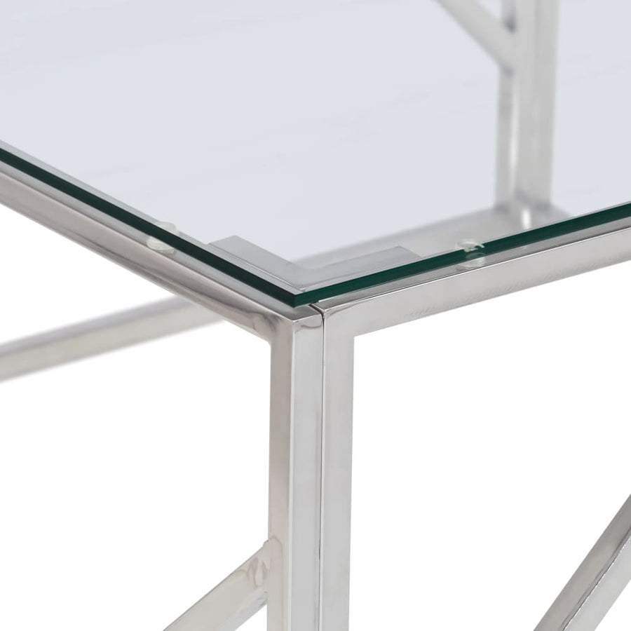 Salontafel Roestvrijstaal En Gehard Kleurig Zilver Glas