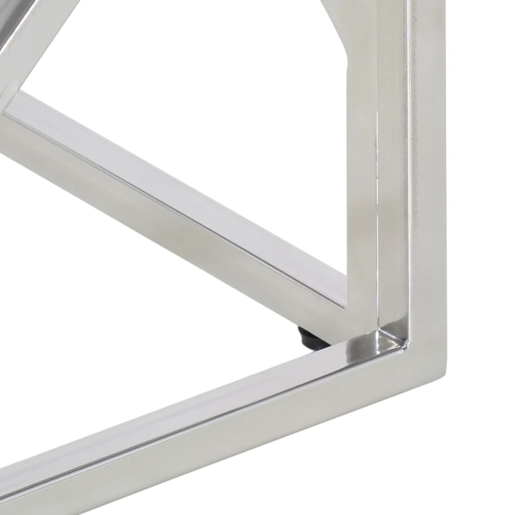 Salontafel Roestvrijstaal En Gehard Kleurig Zilver Glas