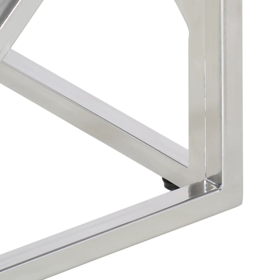 Salontafel Roestvrijstaal En Gehard Kleurig Zilver Glas