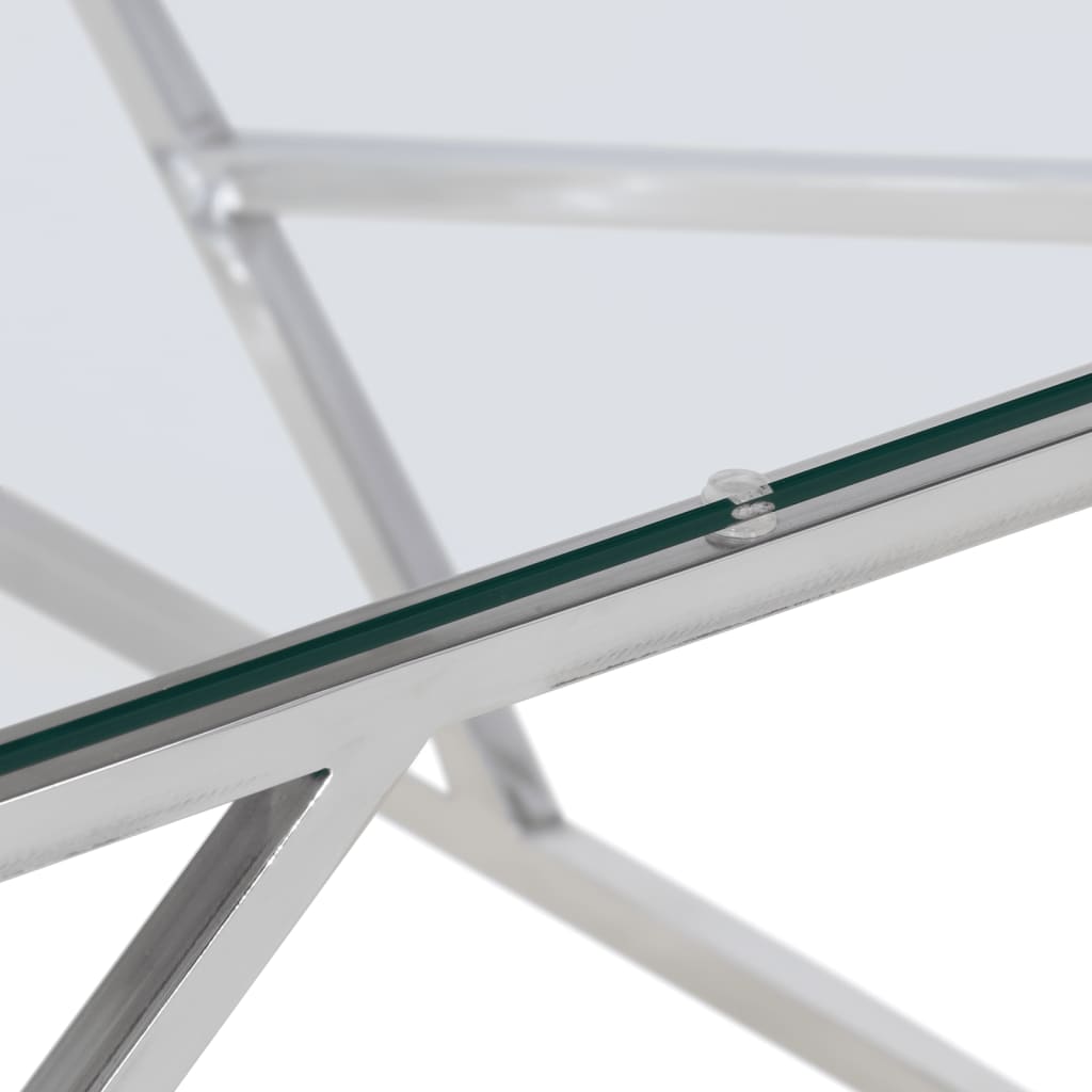 Salontafel Roestvrijstaal En Gehard Kleurig Zilver Glas