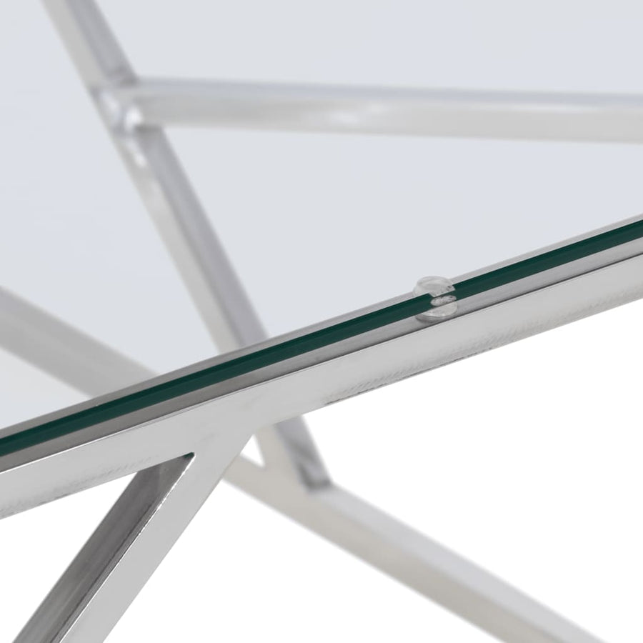Salontafel Roestvrijstaal En Gehard Kleurig Zilver Glas