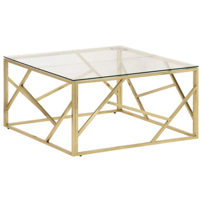 Salontafel Roestvrijstaal En Gehard Kleurig Goud Glas