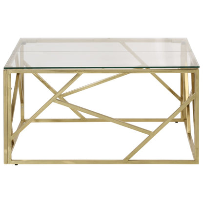 Salontafel Roestvrijstaal En Gehard Kleurig Goud Glas