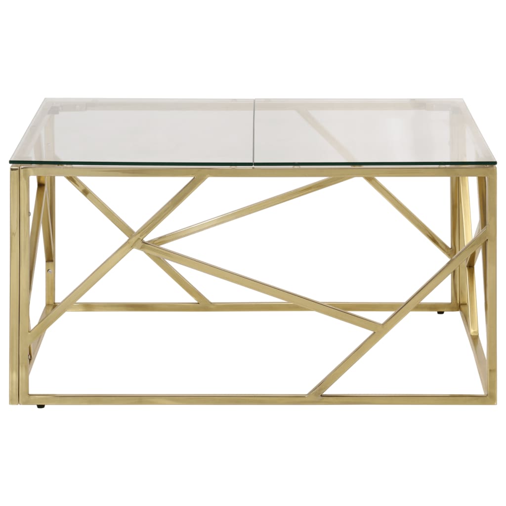 Salontafel Roestvrijstaal En Gehard Kleurig Goud Glas
