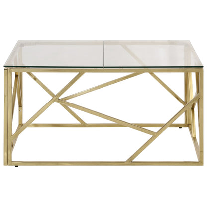 Salontafel Roestvrijstaal En Gehard Kleurig Goud Glas
