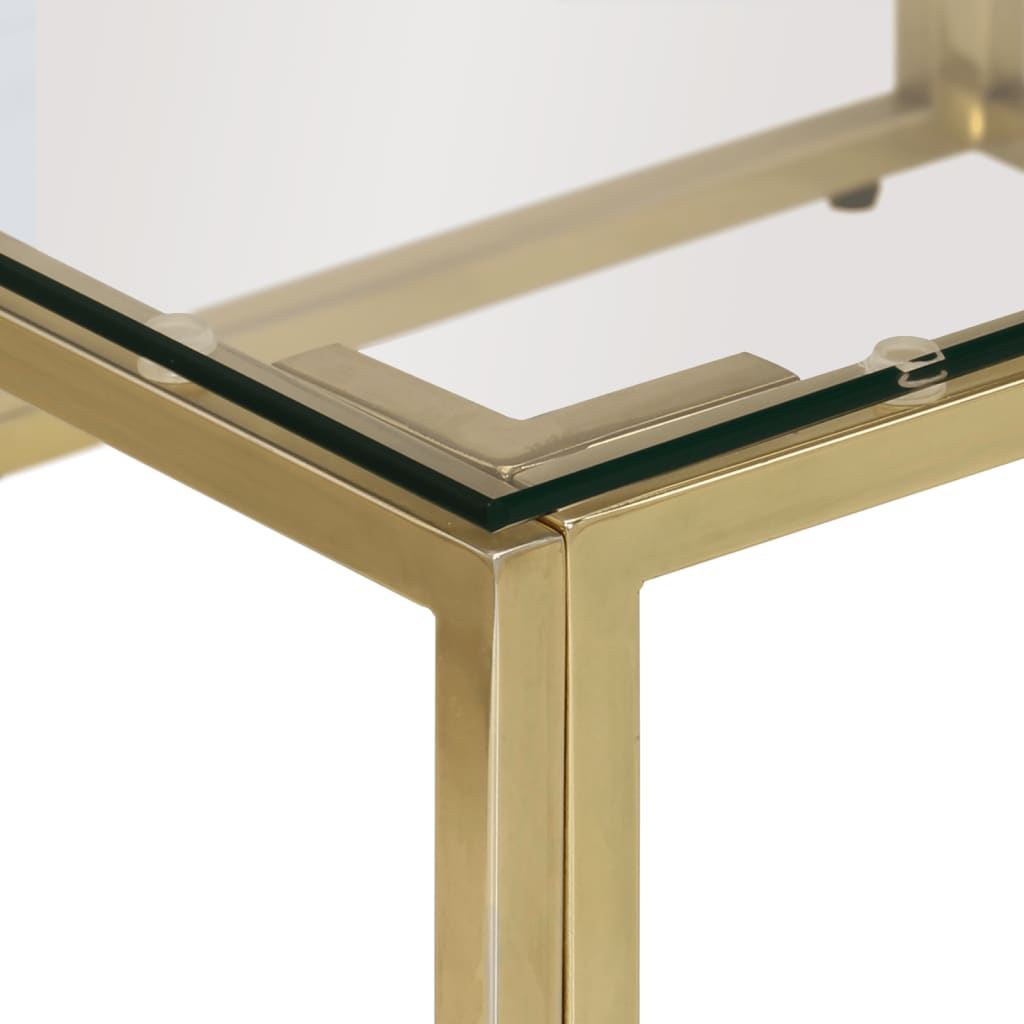 Salontafel Roestvrijstaal En Gehard Kleurig Goud Glas