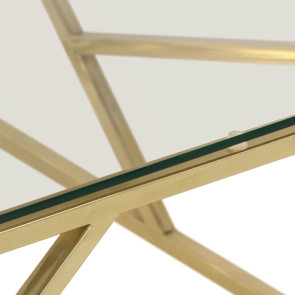 Salontafel Roestvrijstaal En Gehard Kleurig Goud Glas