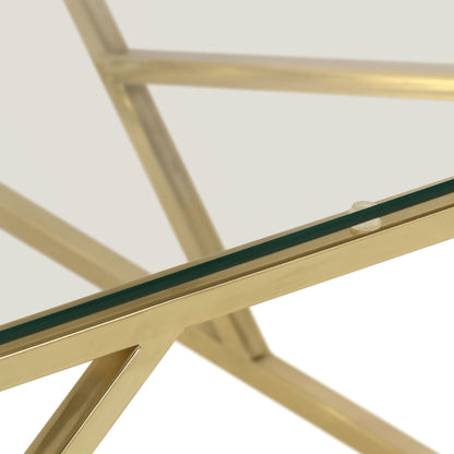 Salontafel Roestvrijstaal En Gehard Kleurig Goud Glas