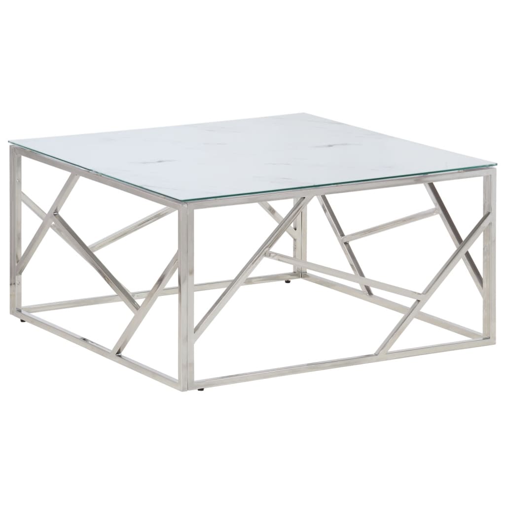 Salontafel Roestvrijstaal En Gehard Kleurig Zilver en wit Glas