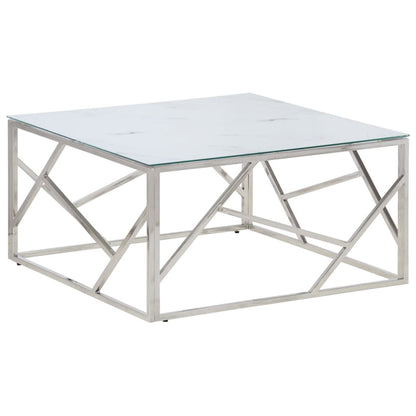 Salontafel Roestvrijstaal En Gehard Kleurig Zilver en wit Glas