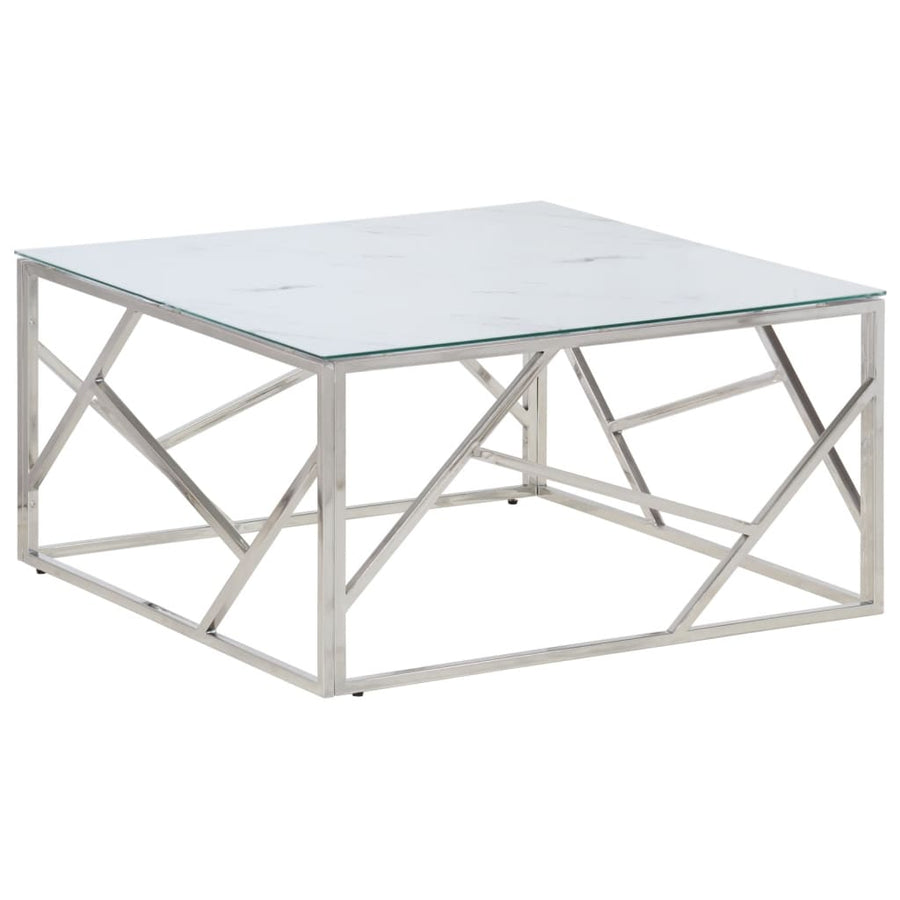 Salontafel Roestvrijstaal En Gehard Kleurig Zilver en wit Glas
