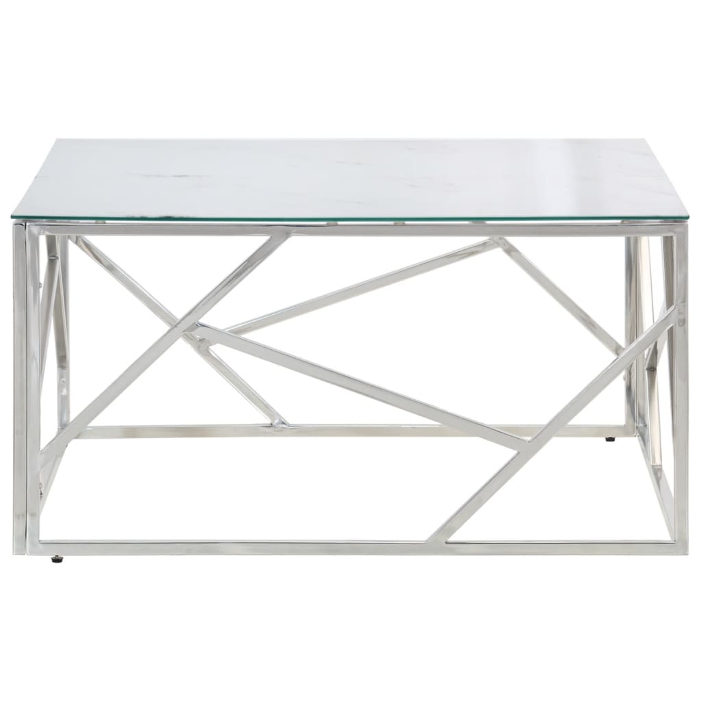 Salontafel Roestvrijstaal En Gehard Kleurig Zilver en wit Glas
