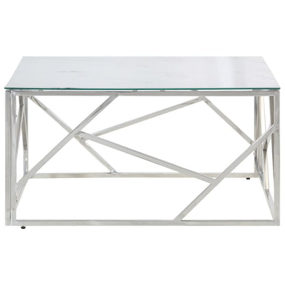 Salontafel Roestvrijstaal En Gehard Kleurig Zilver en wit Glas