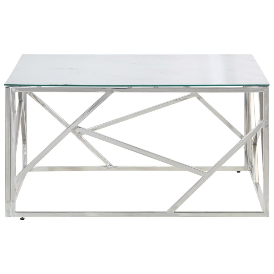 Salontafel Roestvrijstaal En Gehard Kleurig Zilver en wit Glas