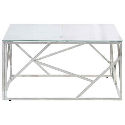 Salontafel Roestvrijstaal En Gehard Kleurig Zilver en wit Glas