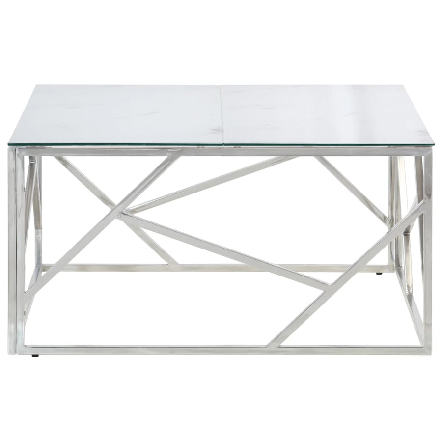 Salontafel Roestvrijstaal En Gehard Kleurig Zilver en wit Glas