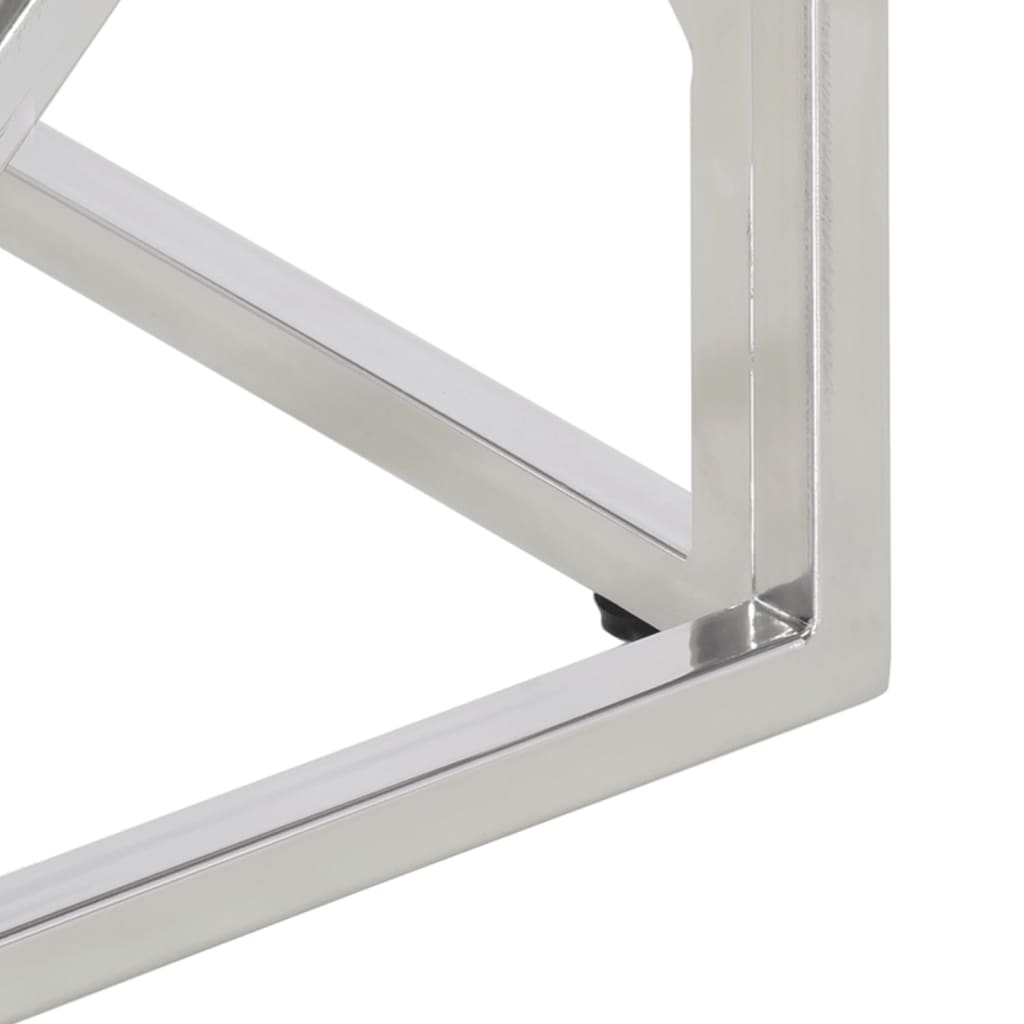 Salontafel Roestvrijstaal En Gehard Kleurig Zilver en wit Glas