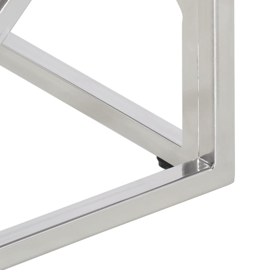 Salontafel Roestvrijstaal En Gehard Kleurig Zilver en wit Glas