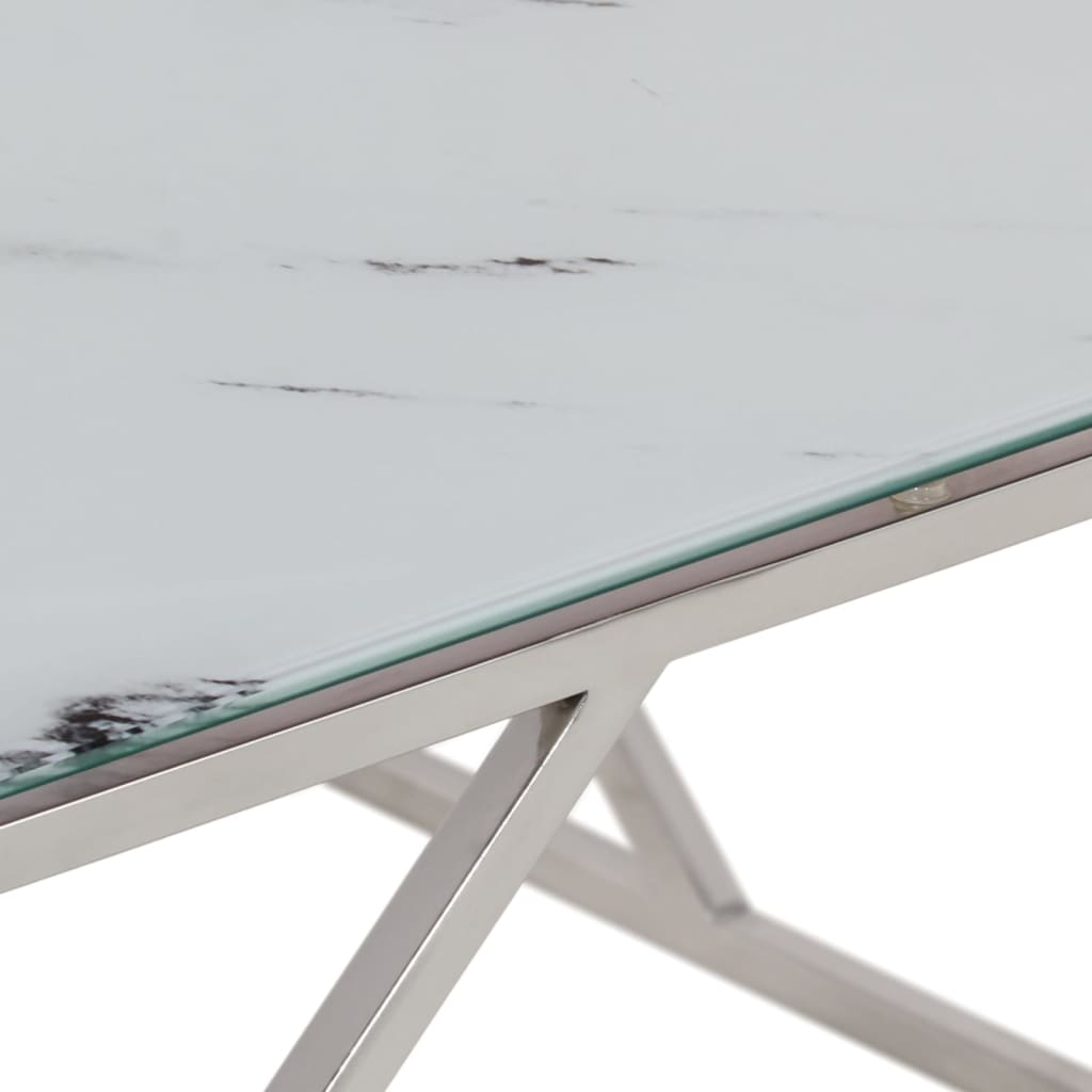 Salontafel Roestvrijstaal En Gehard Kleurig Zilver en wit Glas