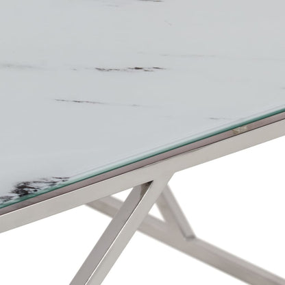 Salontafel Roestvrijstaal En Gehard Kleurig Zilver en wit Glas