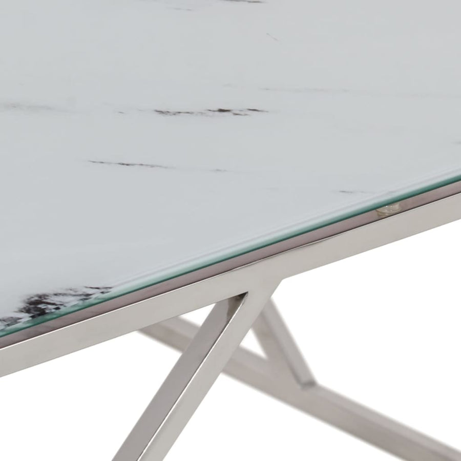 Salontafel Roestvrijstaal En Gehard Kleurig Zilver en wit Glas