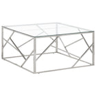 Coffee Table Stainless Steel And Tempered Colored Silver