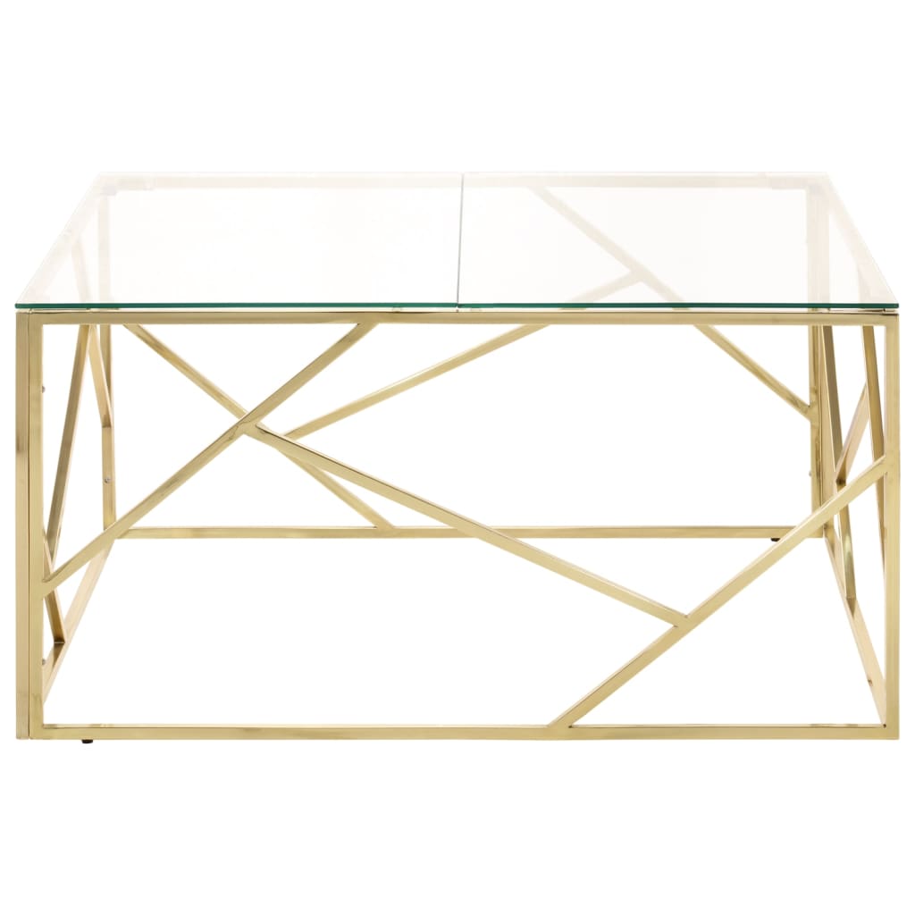 Salontafel roestvrijstaal en gehard glas goudkleurig