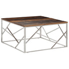 Salontafel 100x100x50 cm roestvrij staal bielshout