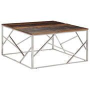 Salontafel 100x100x50 cm roestvrij staal bielshout