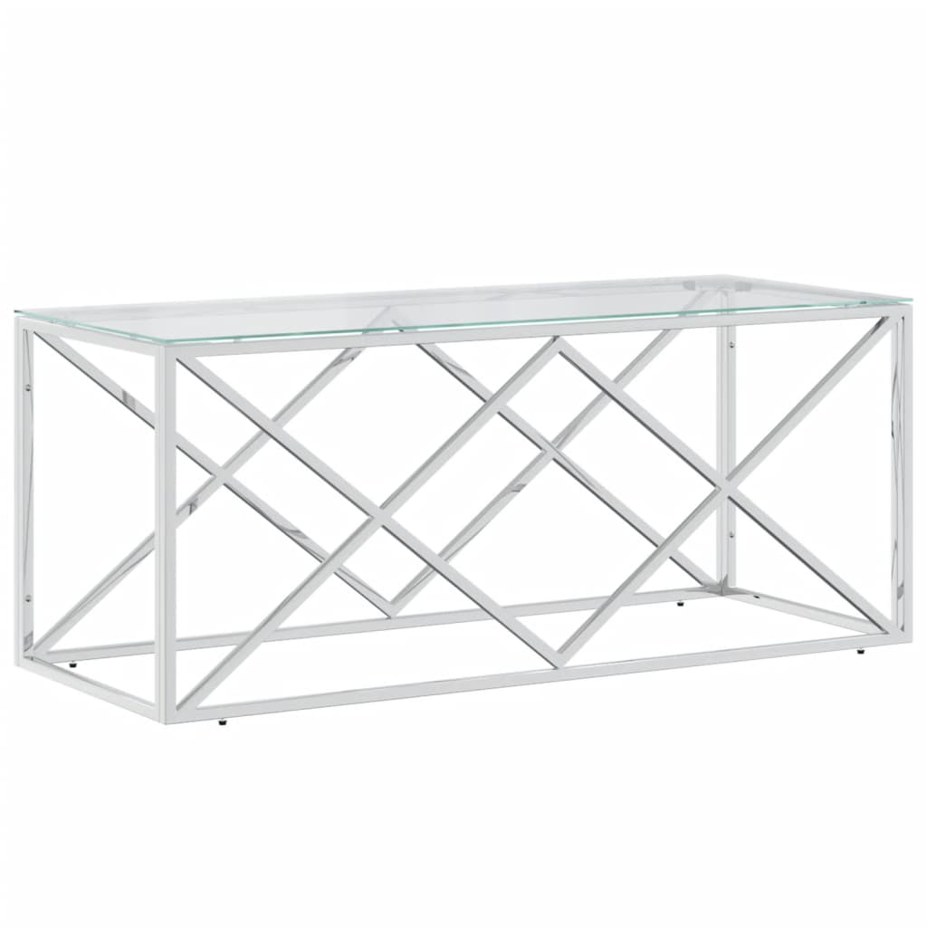 Salontafel 110X45X45 Cm Roestvrij Staal En Glas
