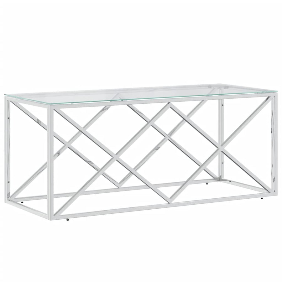 Salontafel 110X45X45 Cm Roestvrij Staal En Glas