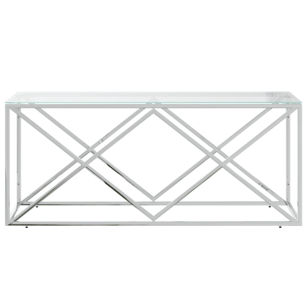 Salontafel 110X45X45 Cm Roestvrij Staal En Glas