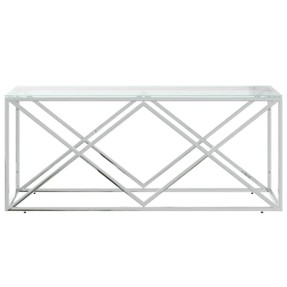 Salontafel 110X45X45 Cm Roestvrij Staal En Glas