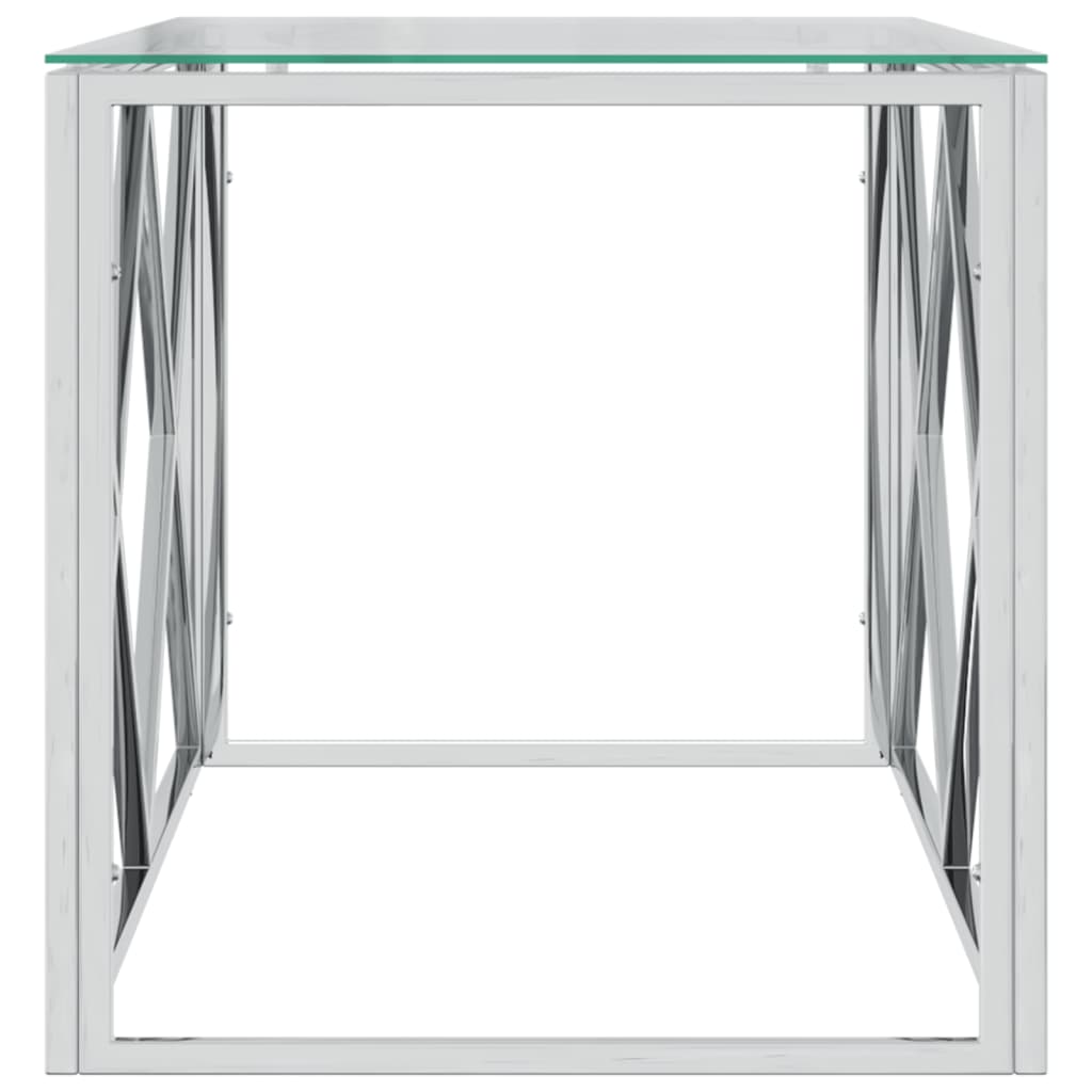 Salontafel 110X45X45 Cm Roestvrij Staal En Glas