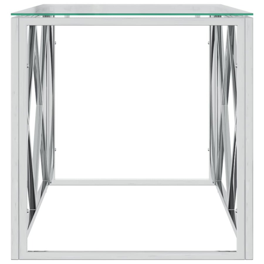 Salontafel 110X45X45 Cm Roestvrij Staal En Glas