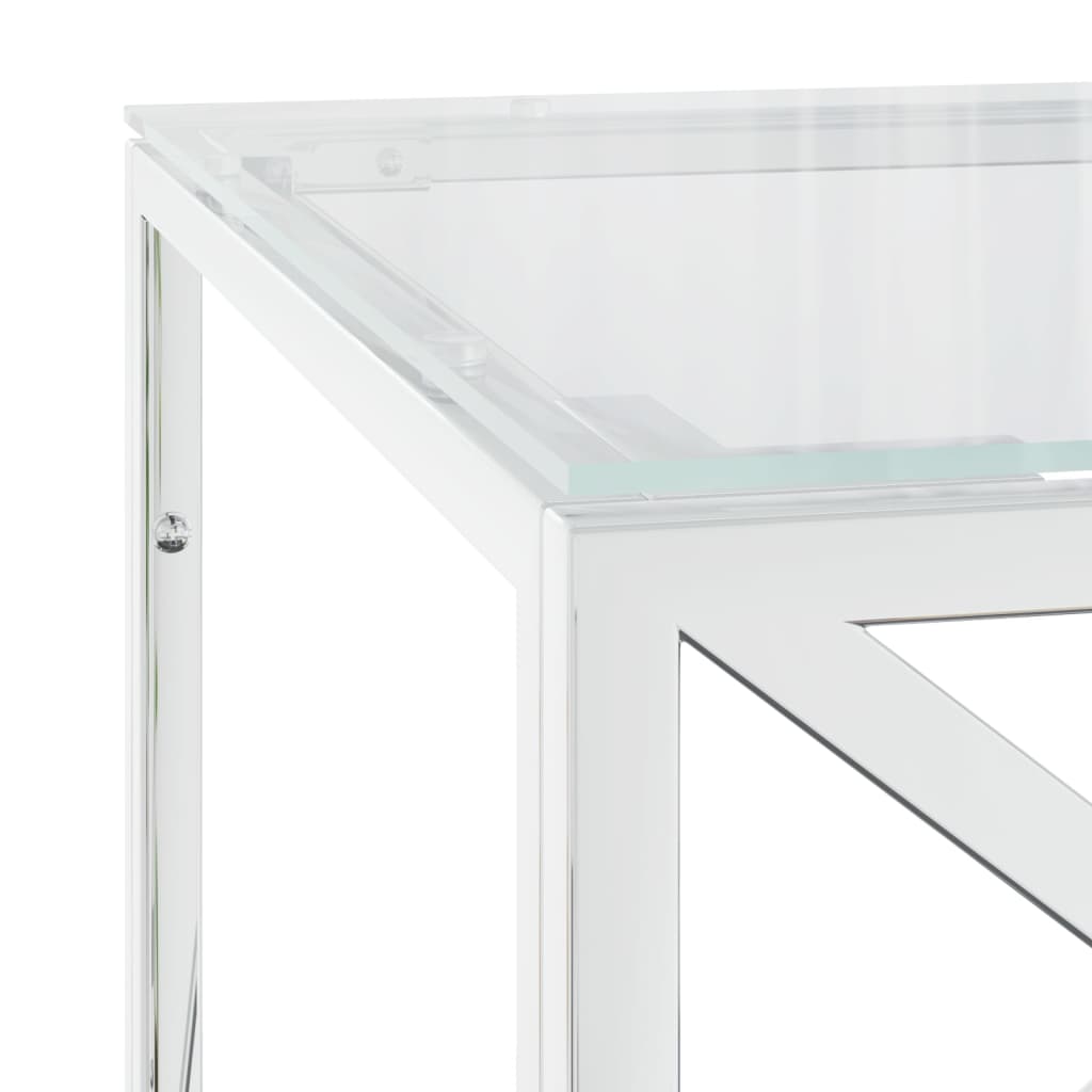 Salontafel 110X45X45 Cm Roestvrij Staal En Glas
