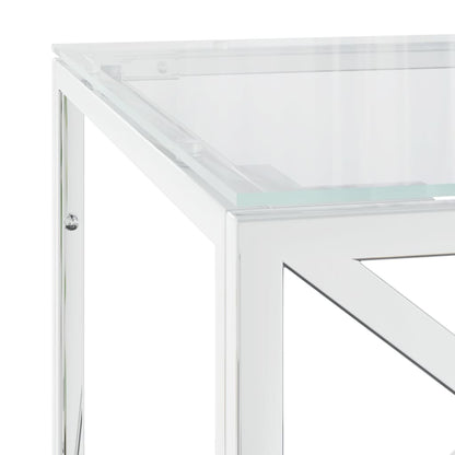 Salontafel 110X45X45 Cm Roestvrij Staal En Glas