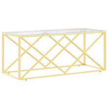 Salontafel 0X45X45 Cm Roestvrij Staal En Goud Glas