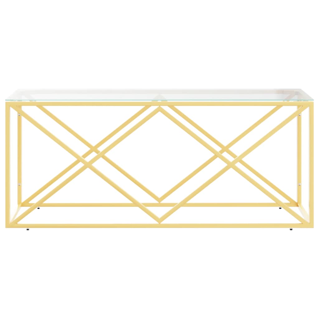 Salontafel 0X45X45 Cm Roestvrij Staal En Goud Glas