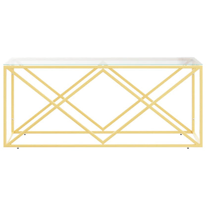Salontafel 0X45X45 Cm Roestvrij Staal En Goud Glas