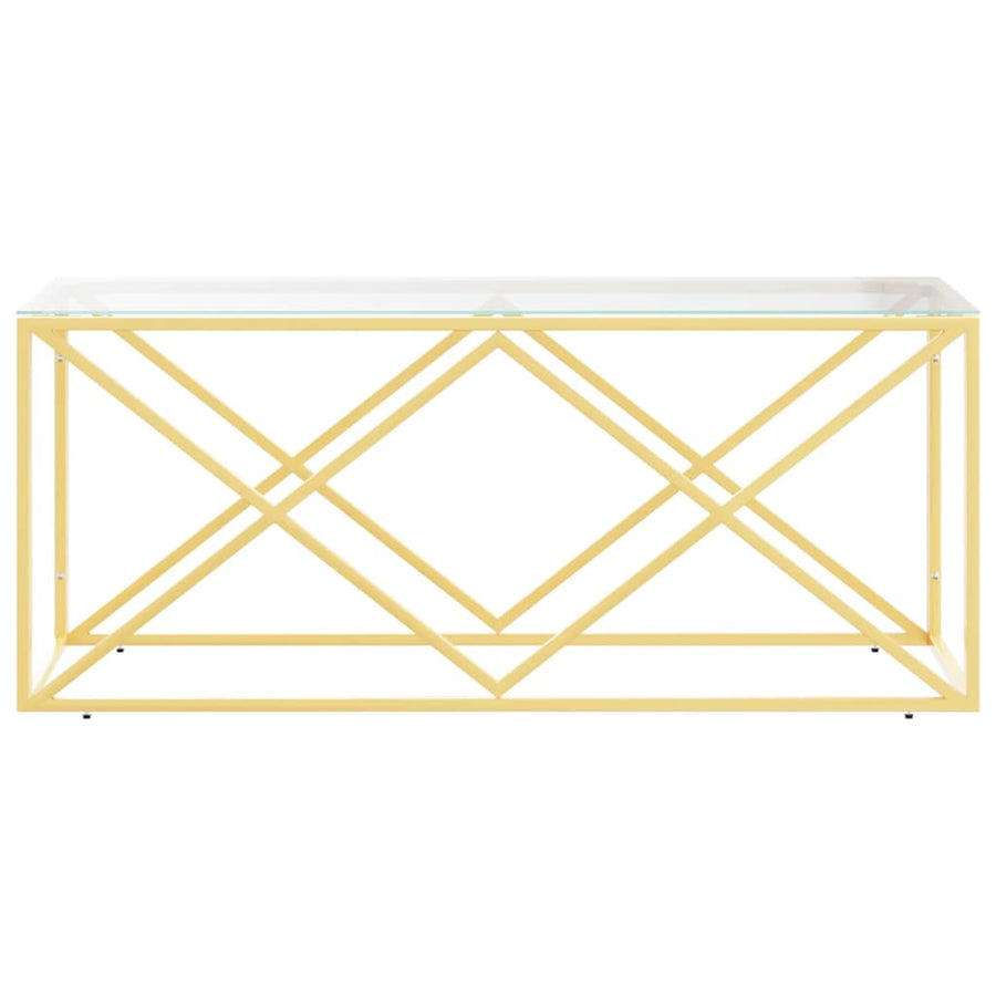 Salontafel 0X45X45 Cm Roestvrij Staal En Goud Glas